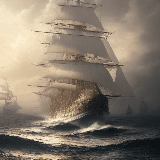 AI generated: Photo of a ultra realistic sailing ship, dramatic light, pale sunrise, cinematic lighting, battered,...
