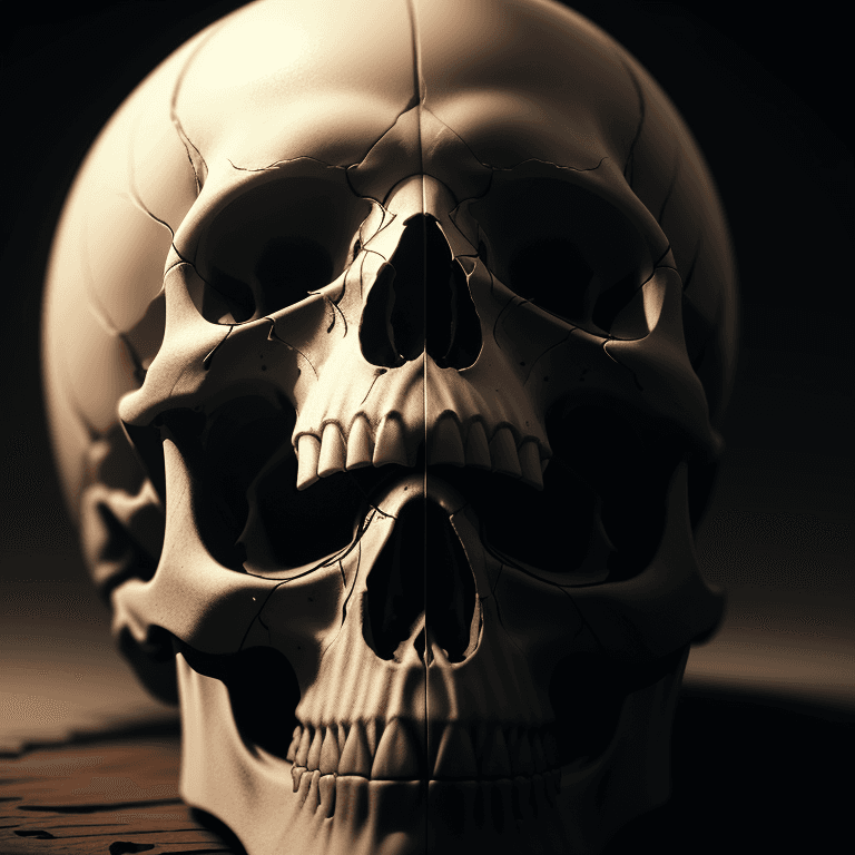 AI generated: human skull, rim light, cinematic  , 4k, hyper realistic, focused, extreme details