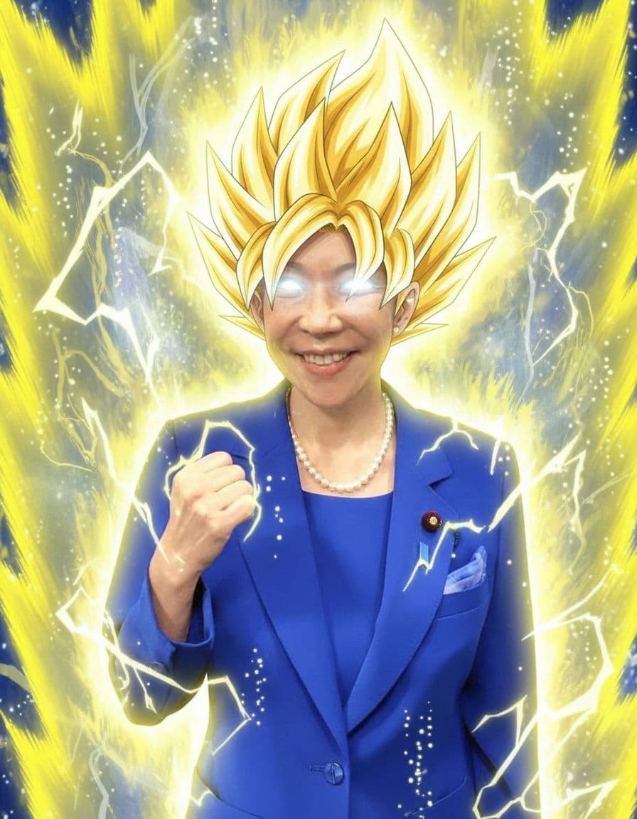 AI generated: Prime Minister Takaichi becomes a Super Saiyan