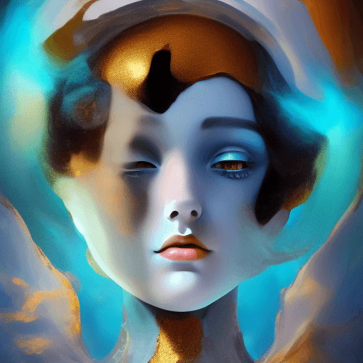 AI generated: under the sea illustration beautiful robot, in the style of realistic hyper-detailed portraits, dark...