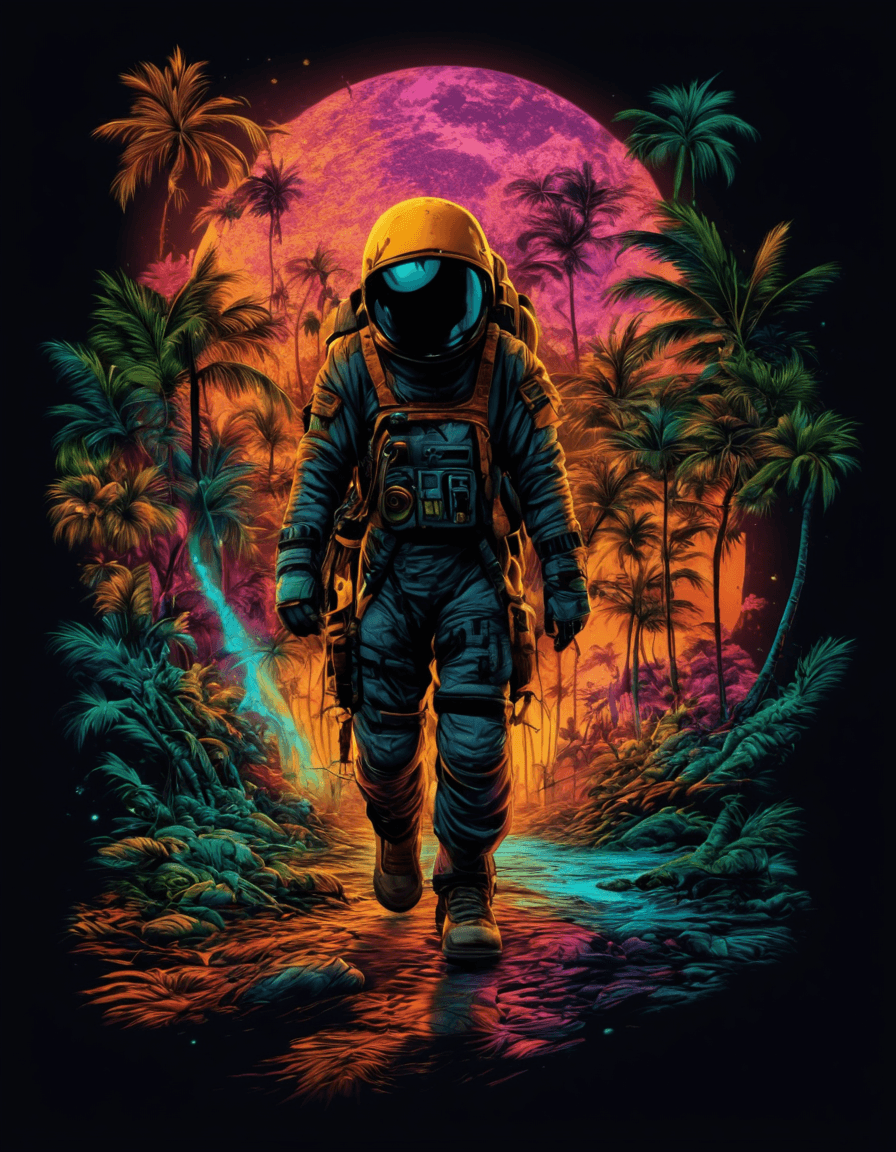 AI generated: Breathtaking , Vibrant colors , velvet poster style , Portrait of Grey Alien in a jumpsuit, gloomy i...