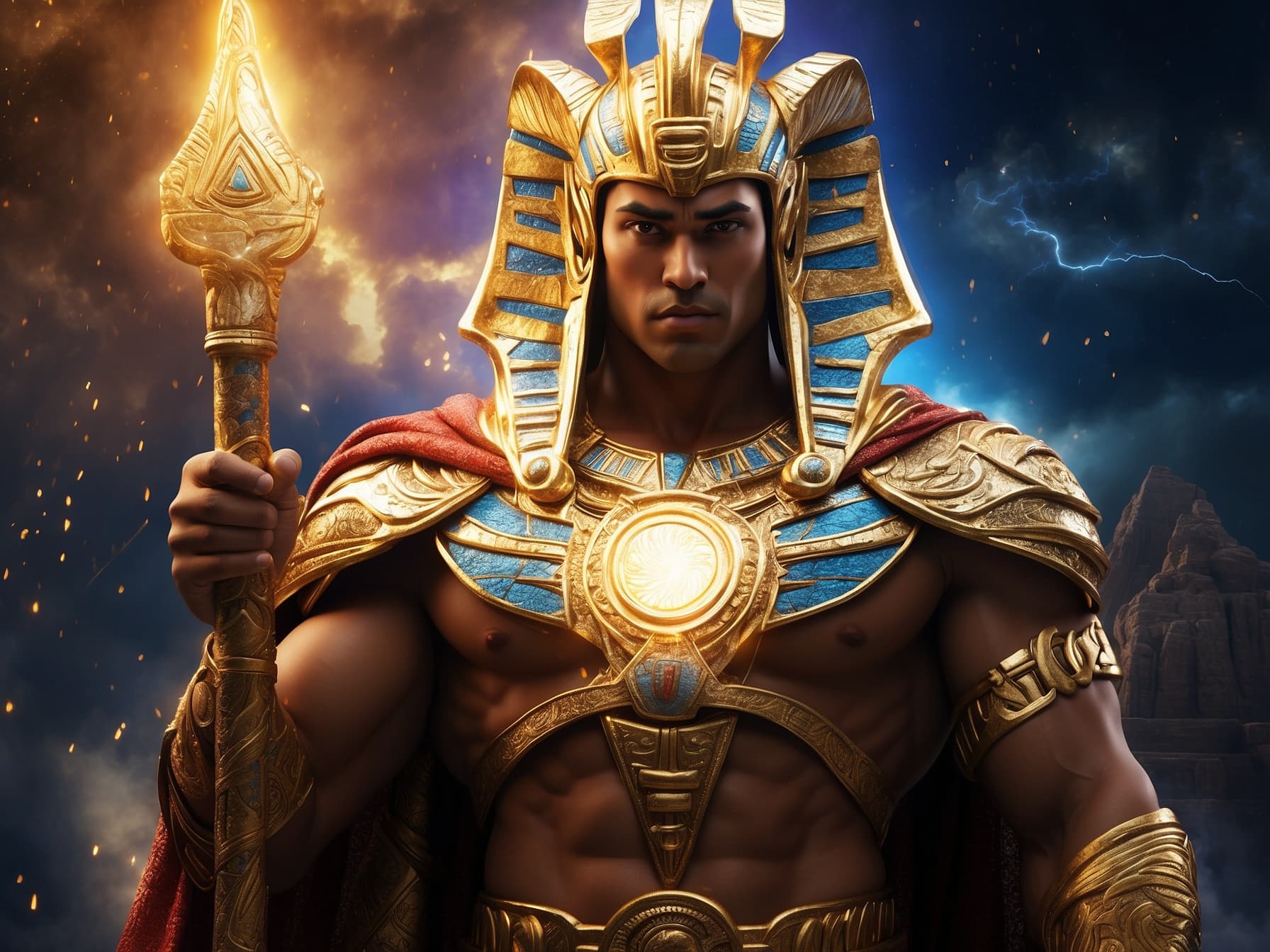 AI generated: An awe-inspiring artwork featuring Shazam transformed into a majestic Pharaoh God, a true masterpiec...