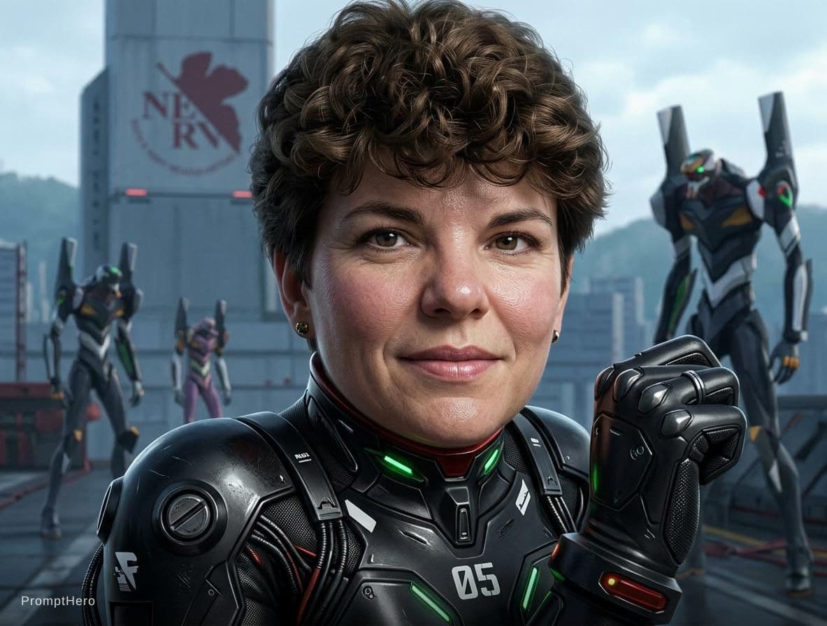 AI generated: Hyper realistic painting of a beautiful girl in an black EVA plugsuit,hyper detailed,anime,by greg r...