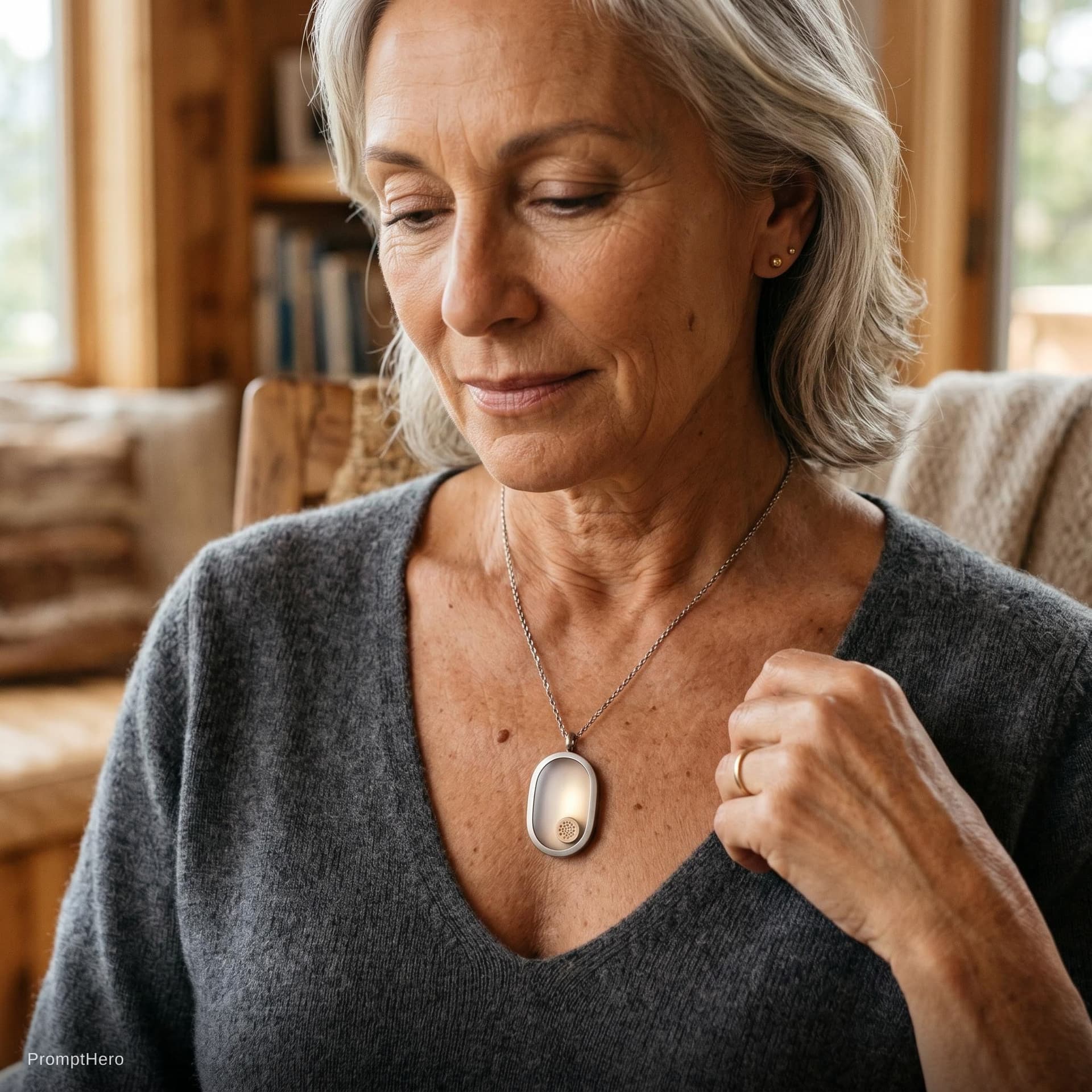 AI generated: Create a premium jewelry brand product image.

The image features Emotional Core Necklace, a non-med...
