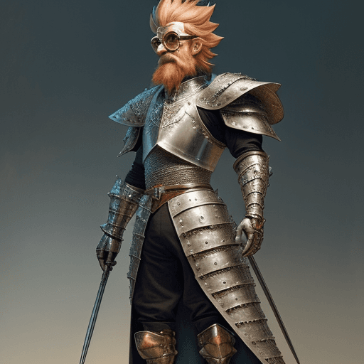 AI generated: General aspect:
Heimerdinger wears medieval armor modified with engineering details. His outfit is d...
