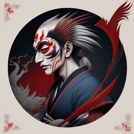 AI generated: japanese tengu tattoo drawing, in the style of matthias jung, kerem beyit, uhd image, authentic depi...