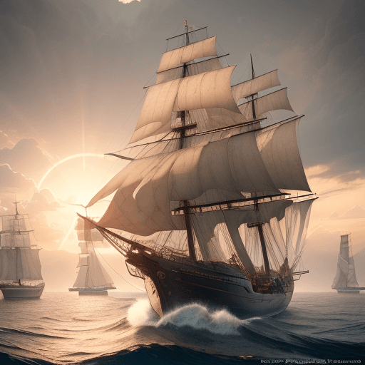 AI generated: Photo of a ultra realistic sailing ship, dramatic light, pale sunrise, cinematic lighting, battered,...
