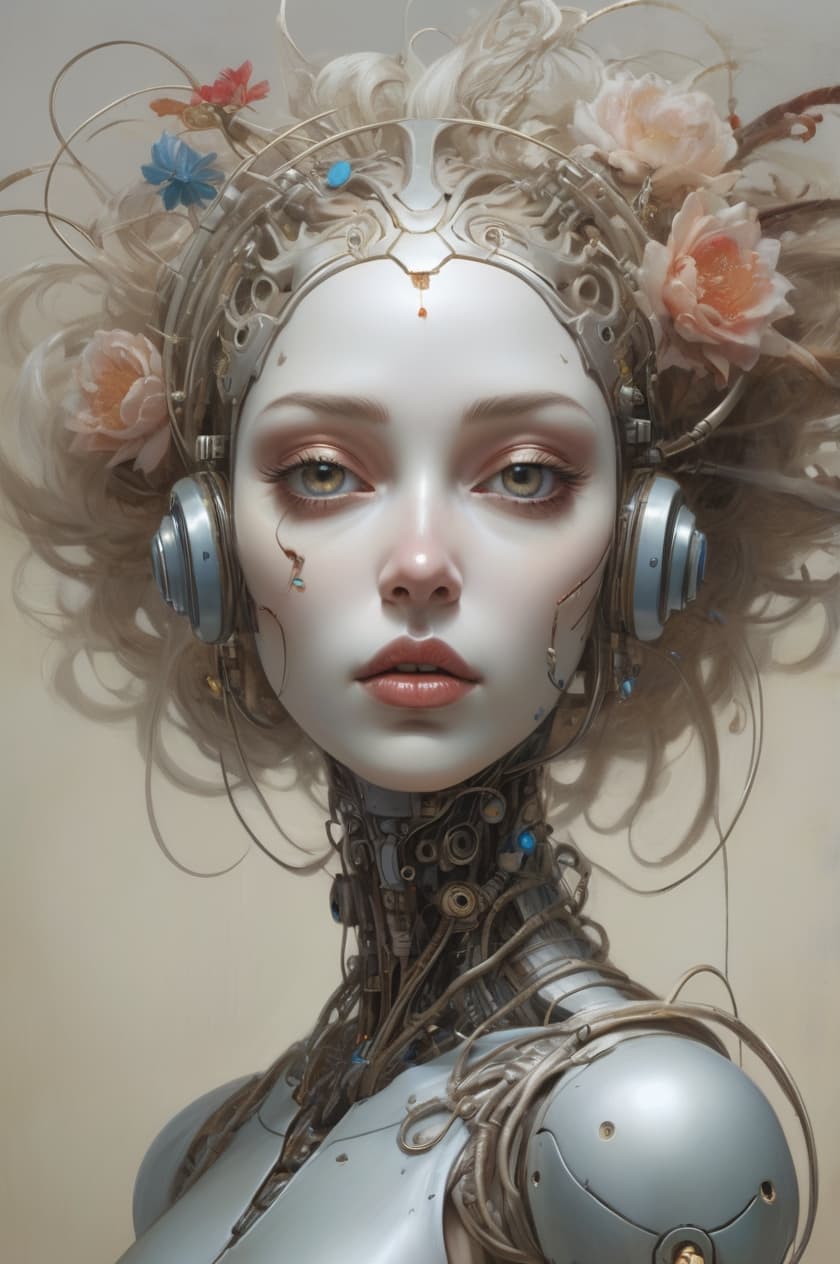AI generated: Baroque Style, dreamlike Hyperdetailed grunge art fantasy illustration featuring an cyberpunk female...