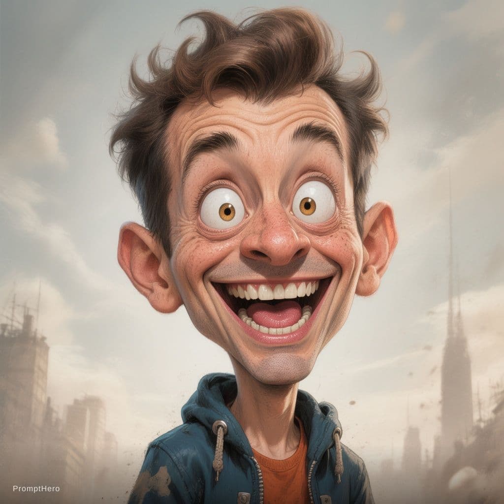 AI generated: caricature illustration, children's comic book character, hilariously exaggerated features --ar 1:2 ...
