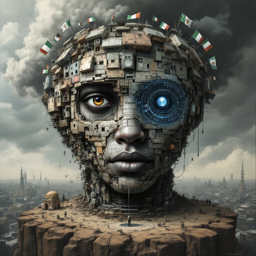 AI generated: Complex slumberland structure forming a human face by Amy Sol and tran nuyen, hyper details, rich co...