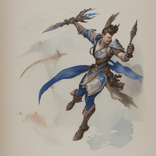 AI generated: High resolution photograph of phara of overwach with painted watercolor flying pointing with his wea...
