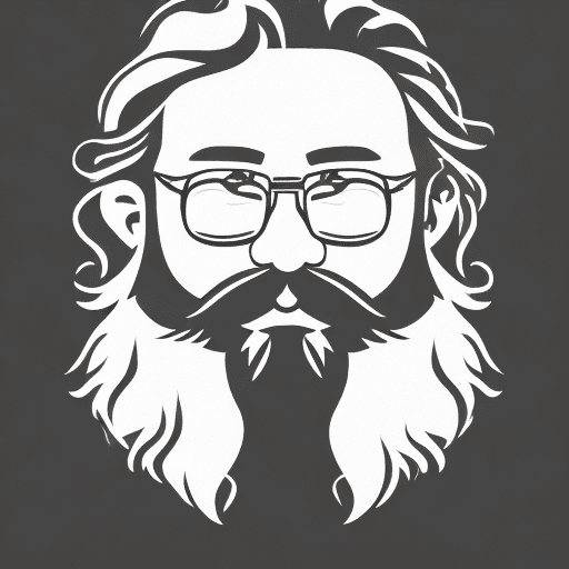 AI generated: One line icon, white background of a male boomer with long hairy and beard.