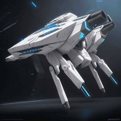 AI generated: Futuristic Concept Battle Drone with Star Wars features and white with metallic blue and black detai...