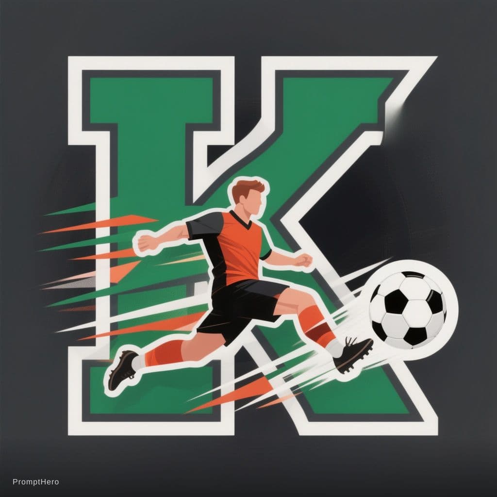 AI generated: Pure flat vector illustration, clean 2D graphic design style. A bold dynamic uppercase letter "K" in...