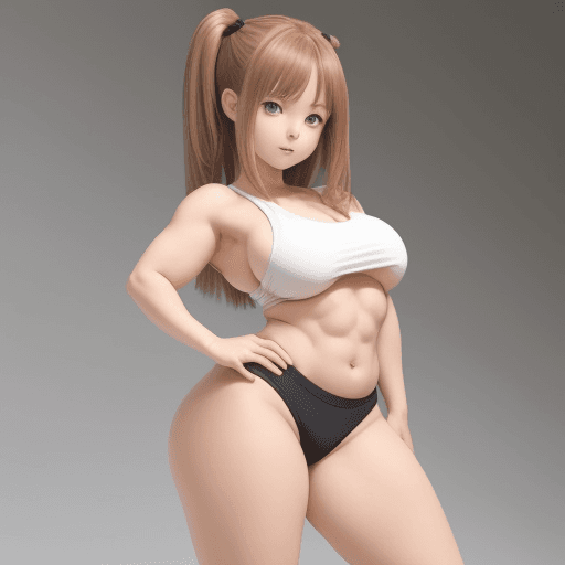 AI generated: Cute anime girl with a thicc ass an small boobs, abs and perfect face posing in a subjective pose