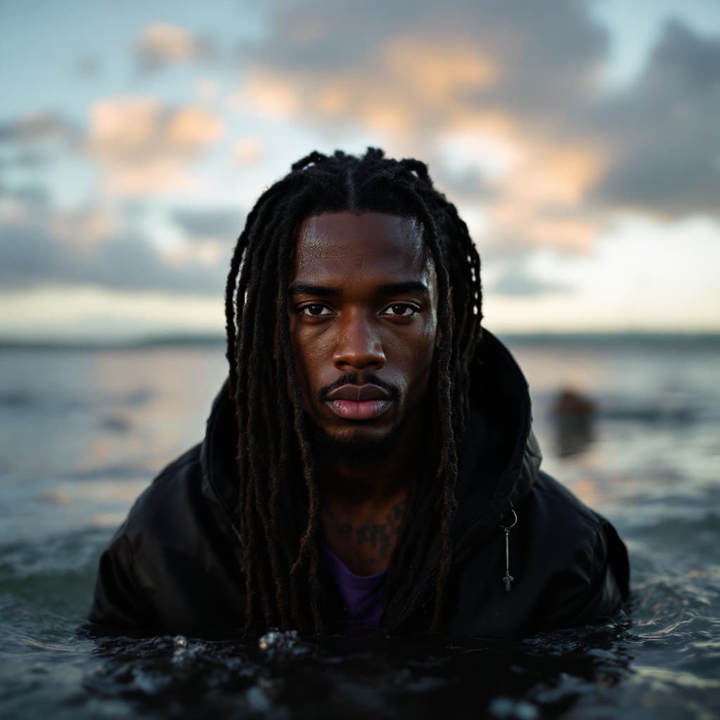 AI generated: Anime , Human Real Effect, Of A Black Male Rapper, Tatted , Dread Head ,Red Green , Yellow , purple ...