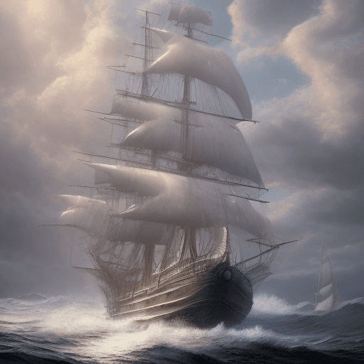 AI generated: Photo of a ultra realistic sailing ship, dramatic light, pale sunrise, cinematic lighting, battered,...