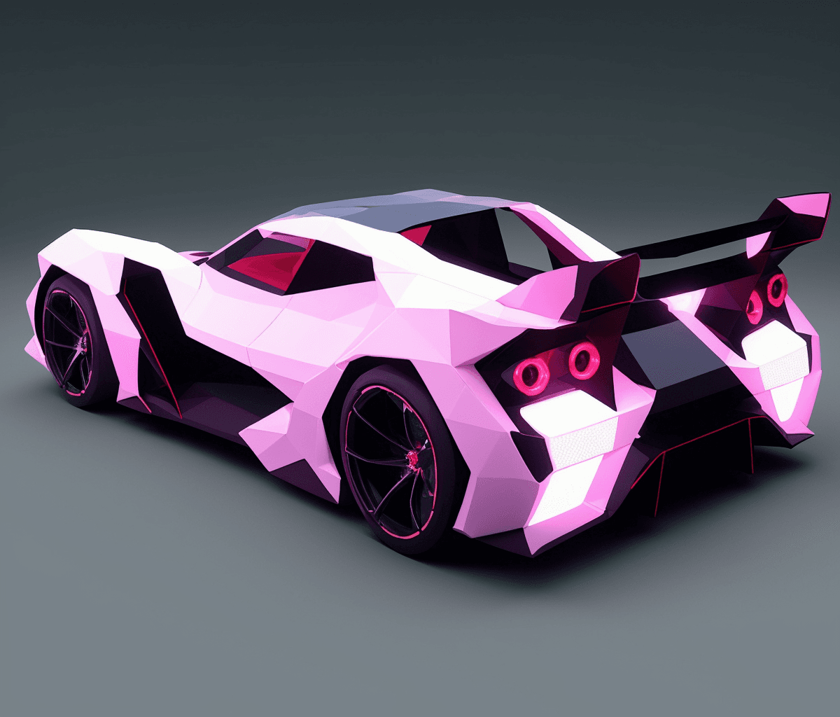 AI generated: low-poly style (glowing nepenthes inspired sport car in shape of nepenthes illuminated ), engine . l...