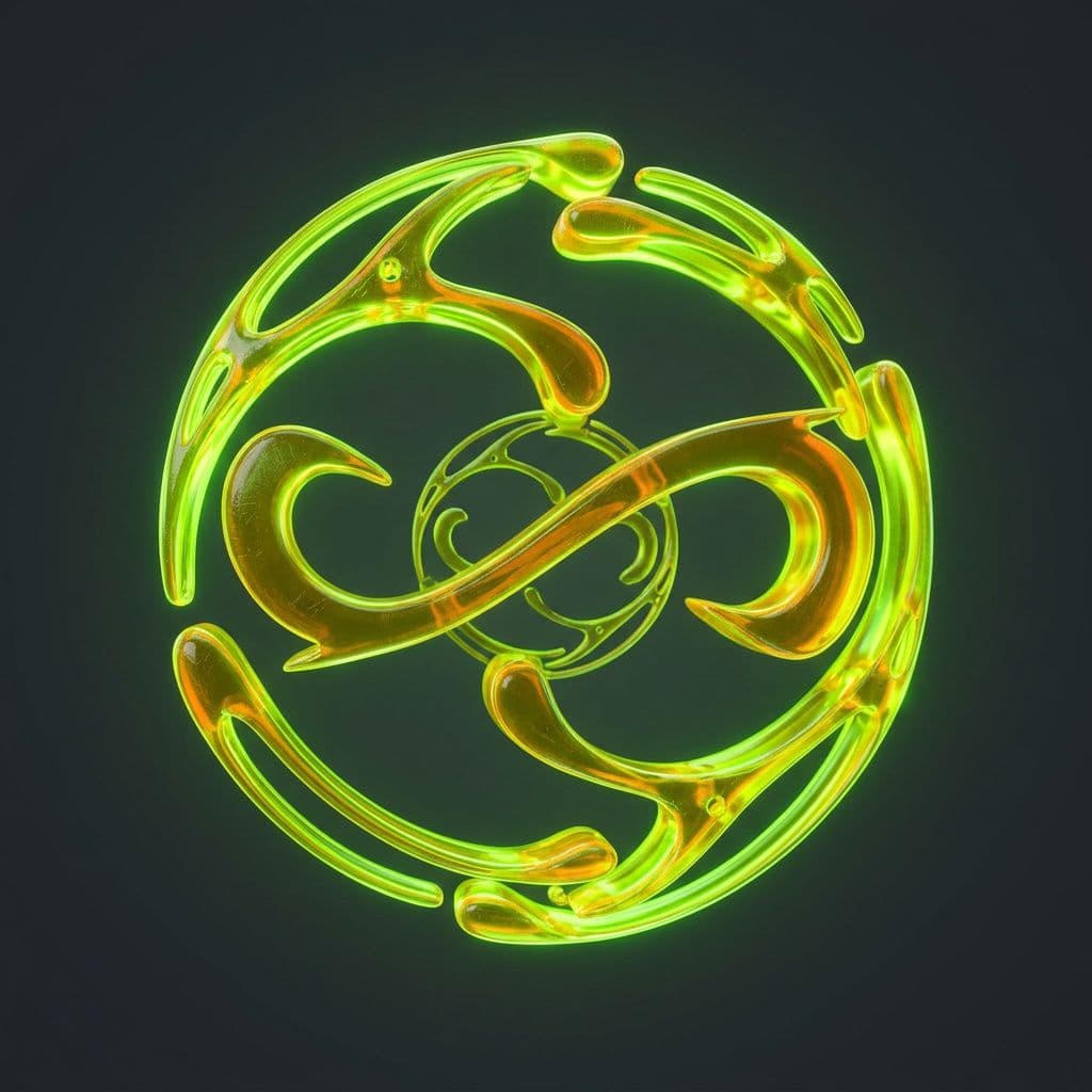 AI generated: Translucent neon-orange polymer material with radioactive toxic aesthetic, glassy jelly-like plastic...