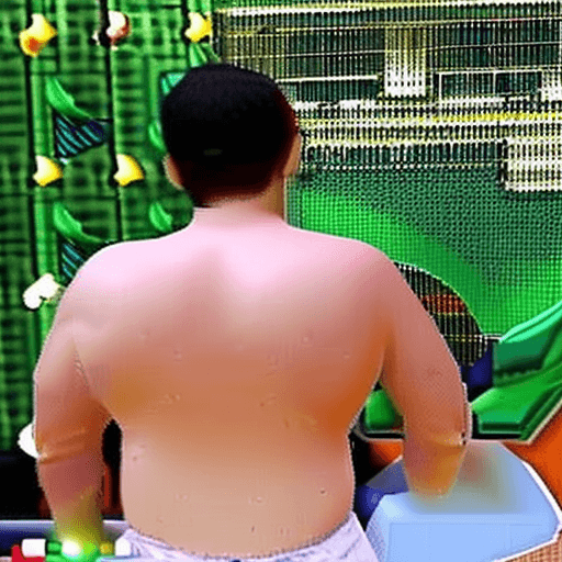 AI generated: masterpiece, best quality, 1boy, 23 year old dad chilling naked in a bounce house, age 23, sexy dad,...