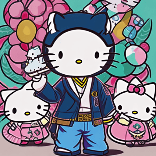 AI generated: Suguru getou in hello kitty version, Kawaii, High quality, cartoony, cute, cat, Jujutsu kaisen, 4K
