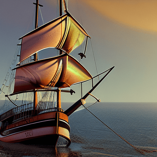 AI generated: Photo of a ultra realistic sailing ship, dramatic light, pale sunrise, cinematic lighting, battered,...