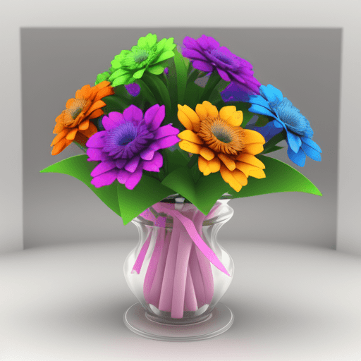 AI generated: letter K  colored flowers 3d