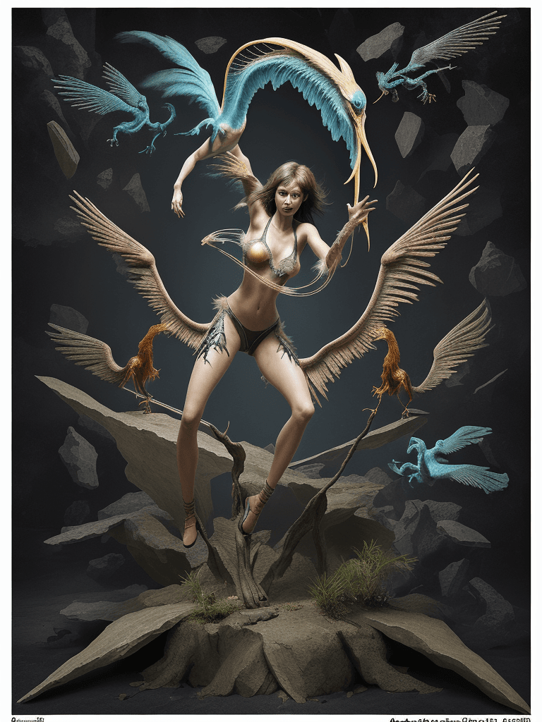 AI generated: An Amorphous Angular Actinic Archaeopteryx, poster art, arabesque, naturalistic technique, Angular A...