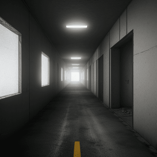 AI generated:  a pov photo of interior of a prison, Road closed, pessimistic, between four walls, narrow space, fu...