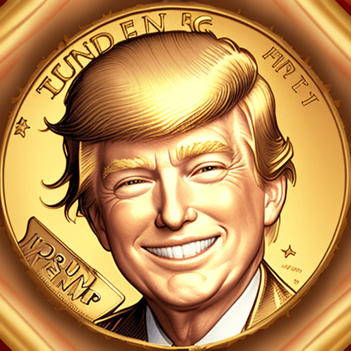 AI generated: a shining golden coin picturing a smiling donald trump
