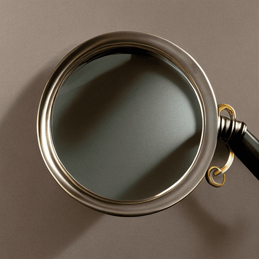 AI generated: magnifying glass with a metallic handle and rim
