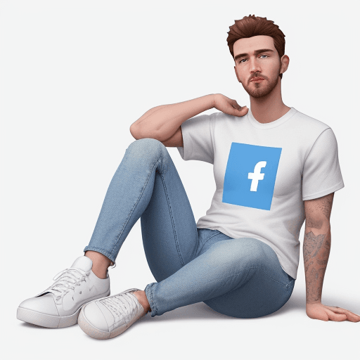 AI generated: Create a 3D illustration of A realistic male human character sitting on a logo of social media with ...