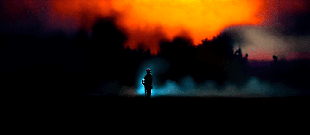 AI generated: david fincher style, man, veteran, 45 years old, outside of a decrepit rv, next to abandoned gas sta...