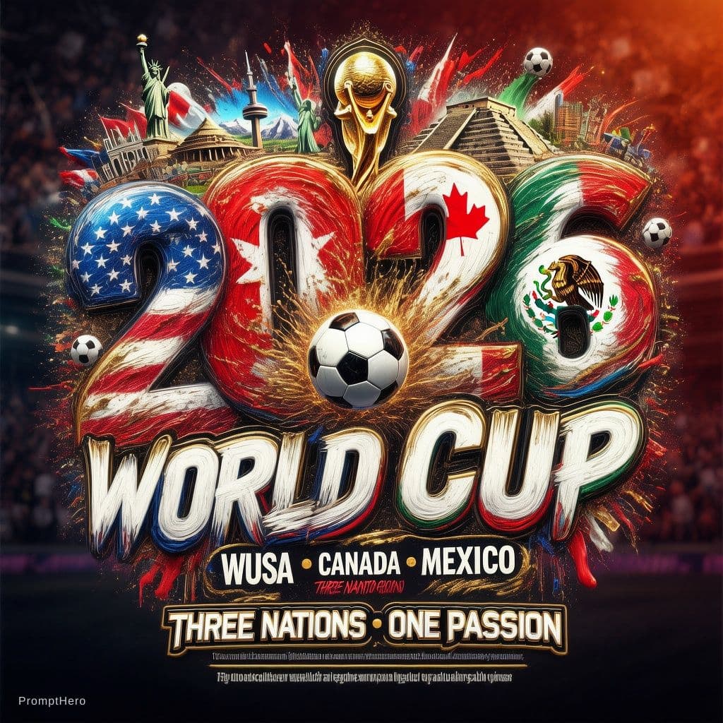 AI generated: Create a premium championship-style t-shirt graphic for "WORLD CUP 2026", designed for soccer fans. ...