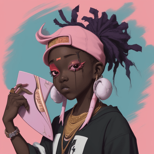AI generated: can't feel my face tte, in the style of onii kei, hip hop influenced, appropriation artist, album, f...