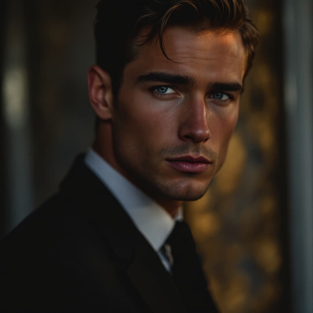 AI generated: male model wearing tom ford suit 