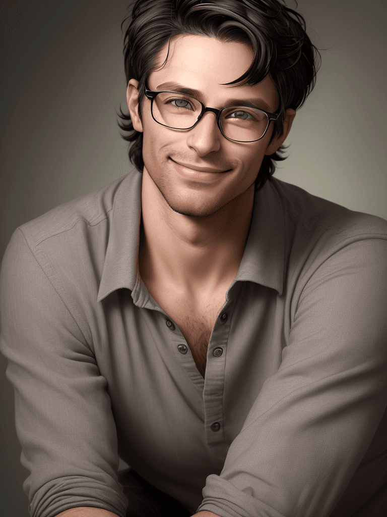 AI generated: only one young adult male portrait in a realistic photograph with high resolution, in his mid-thirti...