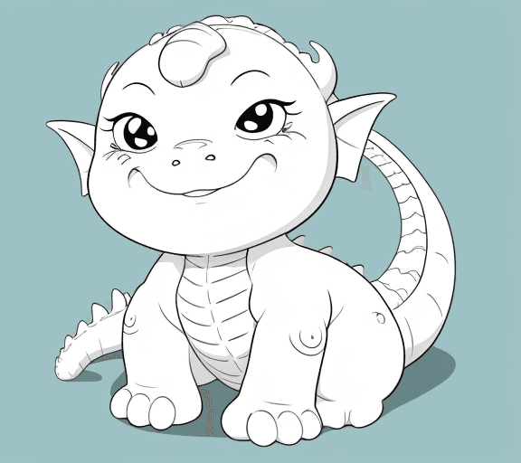 AI generated: cartoon style only line art happy baby dragon with white background 
