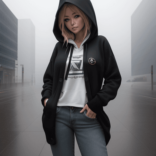 AI generated: photography, in the city, woman, natural pose, Sony α9 II, Sony FE 100-400mm f/4.5-5.6 GM OSS lens, ...