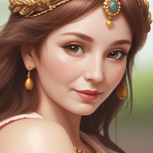 AI generated: A leisure lady with generous upper body attributes, Goddess close-up portrait