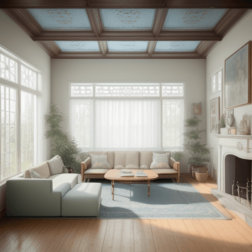 AI generated: High resolution photography interior design, dreamy sunken living room conversation pit, wooden floo...