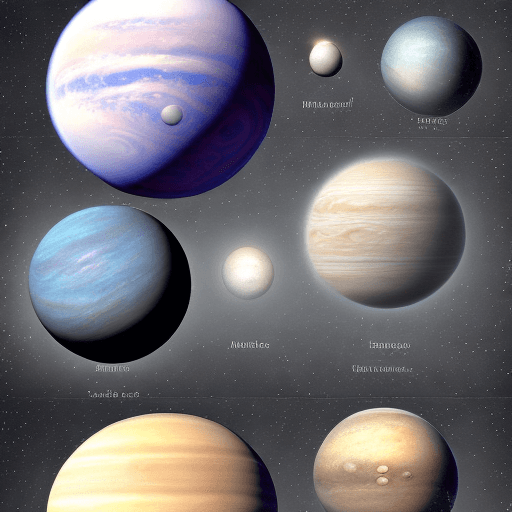 AI generated: moons of the milky way and different planets emphasizing and marking the moons