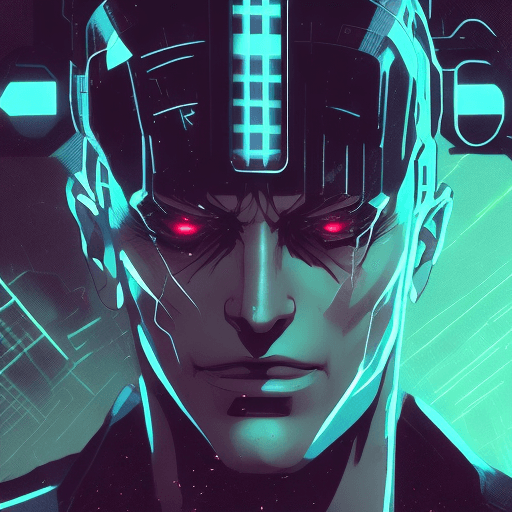 AI generated: frank miller illustration, dark anime, EVIL FROM OUT OF SPACE, Arcane, bladerunner, villain frontal ...