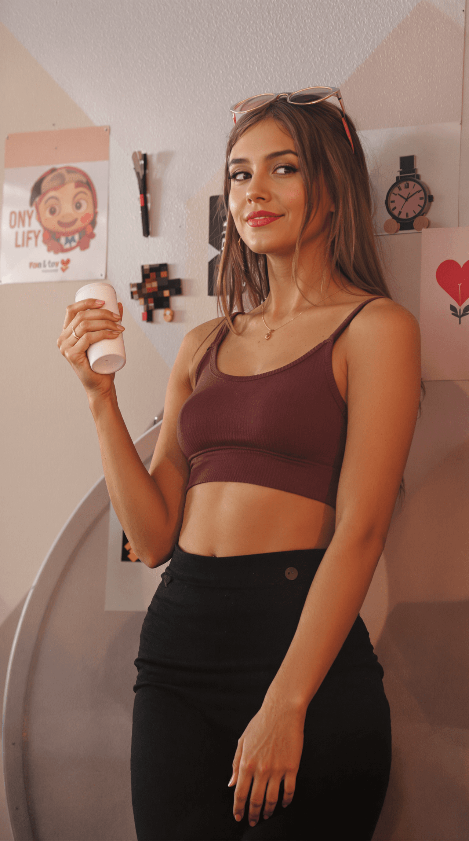AI generated: full body girl wearing crop top 