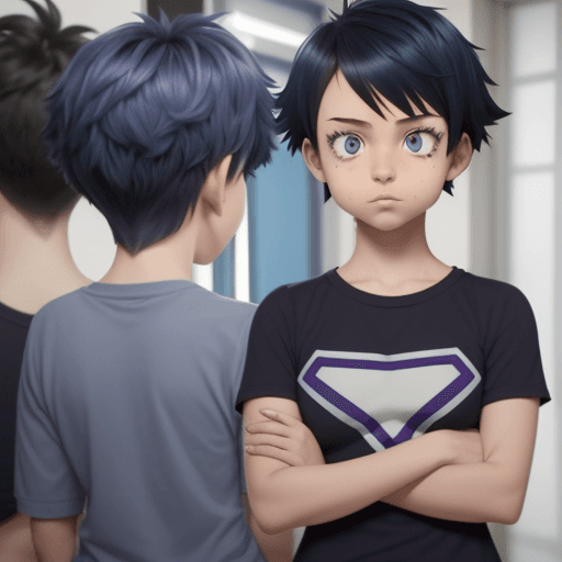 AI generated: "screenshot from boku no hero academia" "My hero academia style" (a thin girl, with light tan skin c...