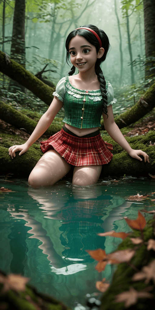 AI generated: Vanellope von Schweetz from Disney Live series, (detailed stunning forest environment) , cinematic, ...
