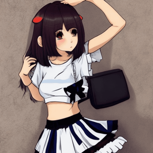 AI generated: crop top, anime, skirt