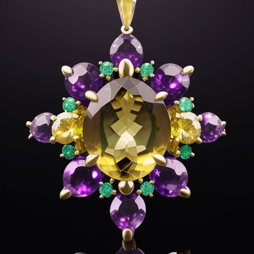 AI generated: magic emanating from a yellow topaz stone, a blue sapphire, a green emerald, a red ruby and a purple...