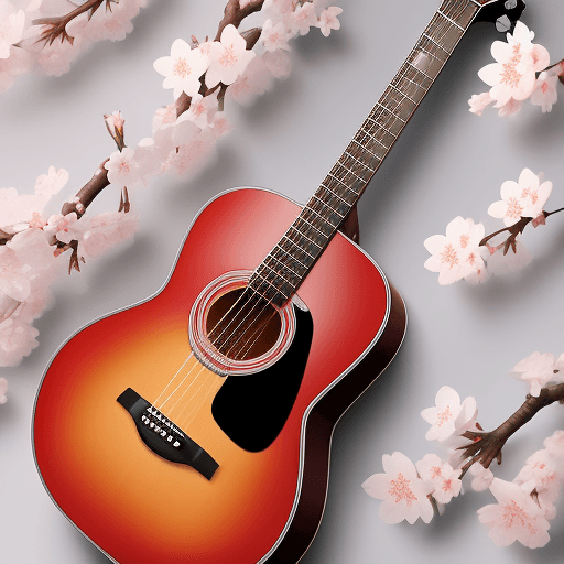 AI generated: guitar
acoustic guitar
japanese style
cherry blossom
sakura 
