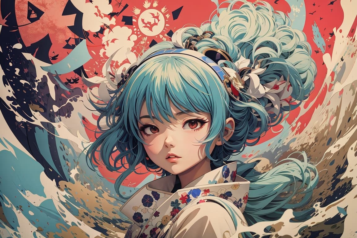 AI generated: Unapologetic, japancore, bizarre, freaky graphic poster, strong graphic, line, Behance, award - winn...